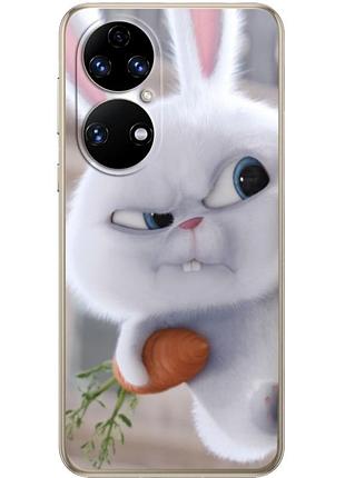 Чехол силиконовый с картинкой на huawei p50 (кролик снежок)