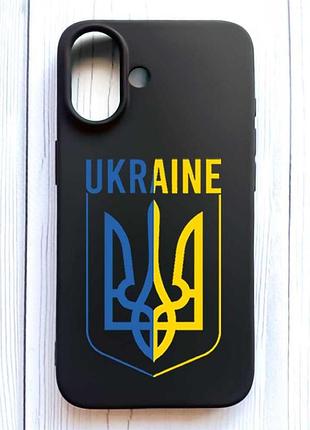 Матовий чорний чохол на iphone 16 тризуб (принт 254)