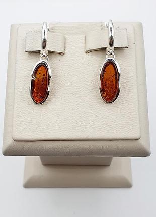 Сережки серебряные с янтарем 4,01 г