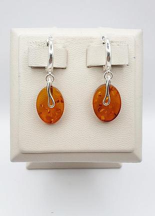 Сережки серебряные с янтарем 3,43 г