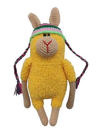 Вязанная мягкая игрушка лама (15×8 см, пряжа: хлопок, наполнитель: холлофайбер)
