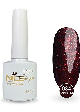 Гель-лак nice for you sparkles №c-084 бордовый с блестками 8.5 г