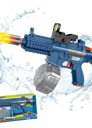 Водний електричний пістолет для дітей, водний автомат m416 на акумуляторі з підсвічуванням, іграшковий, синій