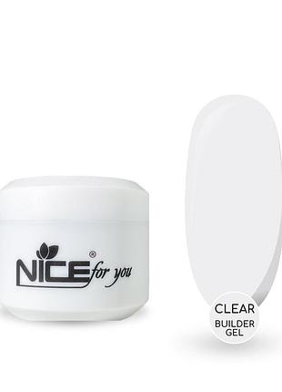 Гель для нарощування nice for you builder gel clear прозорий 30 г