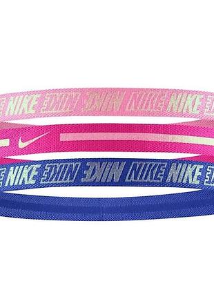 Повязки на голову nike headbands 3 шт. дитячі синя/рожева/пудра