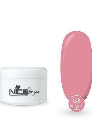 Гель для нарощування nice for you builder gel g-8 lolly pop яскраво-рожевий 15 г