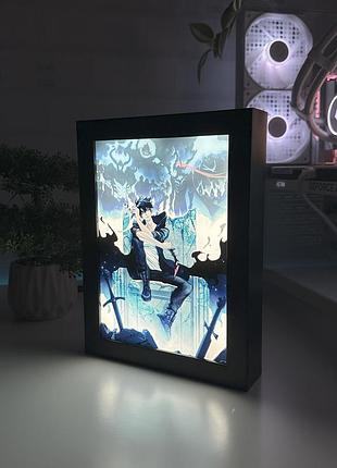 Акриловый led-светильник с 3d-эффектом соло левелинг - led-картина с подсветкой solo leveling черный