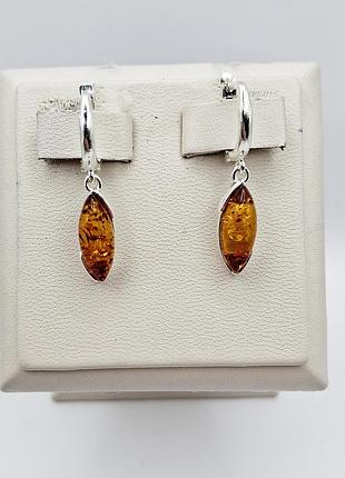 Сережки серебряные с янтарем 3,48 г