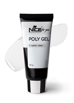 Полігель nice for you poly gel crystal clear прозорий 60 г