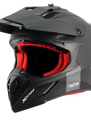 Мотошолом axor x-cross sc black/red матовий, розмір m.