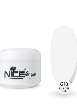 Гель для нарощування nice for you builder gel g-10 white білий 30 г