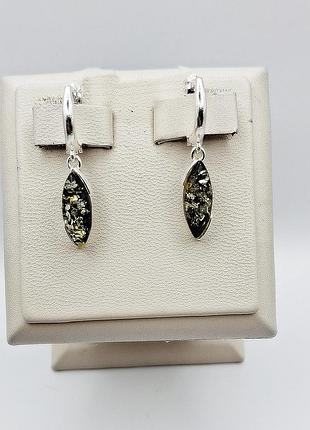 Сережки серебряные с янтарем 3,54 г