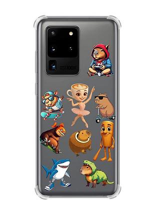 Чохол з потовщеними кутами на samsung galaxy s20 ultra меми (принт 415)