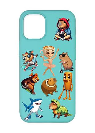Матовый бирюзовый чехол на iphone 12 / 12 pro (6.1) мемы (принт 415)
