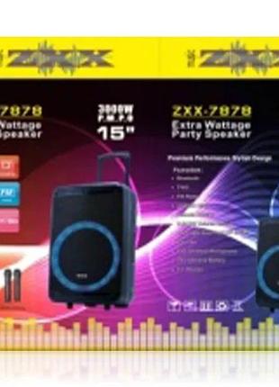 Переносна акустична колонка zxx-7878/8161 60вт 15" usb/sd/fm/bt/tws/2mic