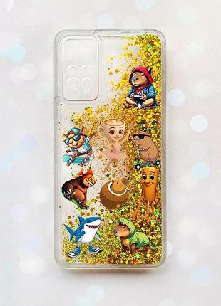 Чехол с плавающими золотыми блестками на xiaomi redmi note 11 pro мемы (принт 415)