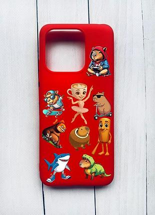 Матовий чохол на xiaomi redmi 12c червоний меми (принт 415)