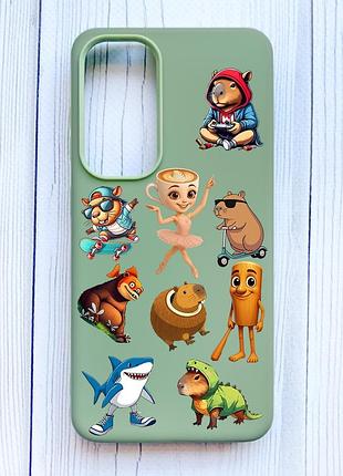 Матовий оливковий чохол на samsung galaxy s24 меми (принт 415)