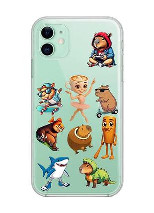 Прозрачный чехол на apple iphone 11 (6,1) мемы (принт 415)