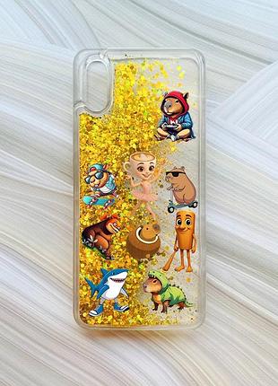 Чехол с плавающими золотыми блестками на xiaomi redmi 9a мемы (принт 415)