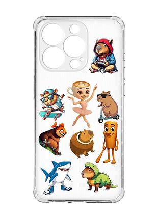 Чехол с утолщенными углами на iphone 15 pro мемы (принт 415)