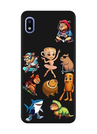 Матовый черный чехол на samsung galaxy a10 (2019) a105 мемы (принт 415)