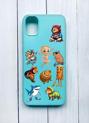 Матовый чехол на samsung galaxy a05 (a055) бирюзовый мемы (принт 415)