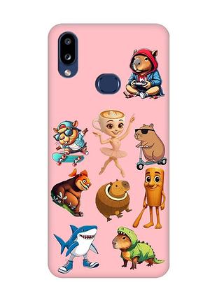 Матовый розовый чехол на samsung galaxy a10s (a107) мемы (принт 415)