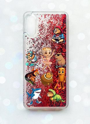 Чехол с плавающими красными блестками на samsung galaxy a02/a022 (2021) мемы (принт 415)