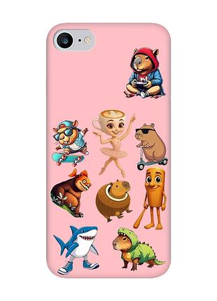 Матовый розовый чехол на iphone 7 / 8 мемы (принт 415)