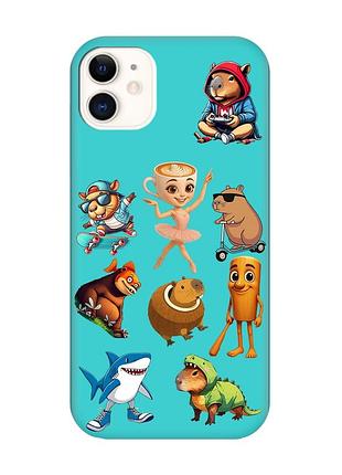 Матовий бірюзовий чохол на apple iphone 11 (6.1) меми (принт 415)