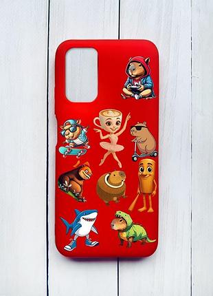 Матовый чехол на xiaomi redmi 9t красный мемы (принт 415)