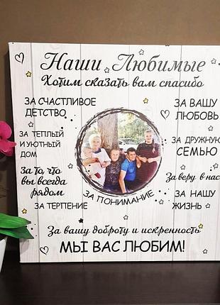 Постер картина на холсте для самых родных с вашим фото 40 х 40 см
