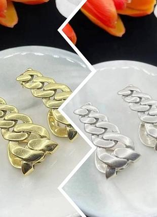 Серьги alexander mcqueen | люкс качество | позолота / серебристое покрытие | 3,5 см.