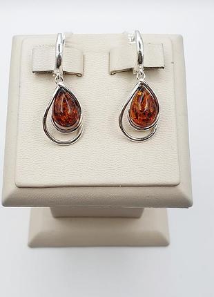Сережки серебряные с янтарем 4,7 г