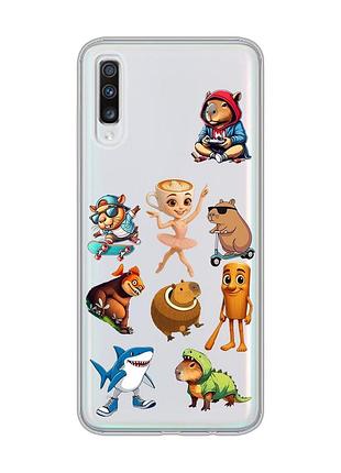 Прозрачный чехол на samsung galaxy a70 (2019)/a705 мемы (принт 415)