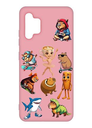 Матовый розовый чехол на samsung galaxy a32 мемы (принт 415)