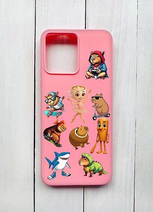 Матовий чохол на xiaomi redmi 12 рожевий меми (принт 415)