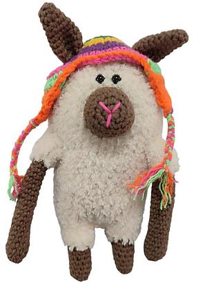 Вязанная мягкая игрушка лама (15×8 см, пряжа: хлопок, наполнитель: холлофайбер)