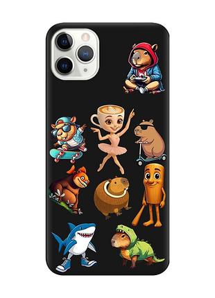 Матовый черный чехол на iphone 11 pro max (6.5) мемы (принт 415)
