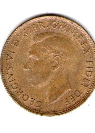 Австралия ø король георг vi 1 пенни, 1950 год бронза, 9.4g, ø 31mm no2461