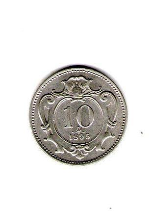 Австрия 10 геллеров, 1895 год никель, 3g, ø 19.1mm no2003