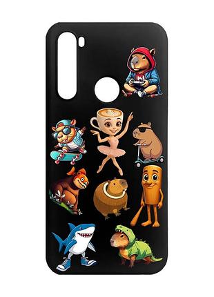 Матовий чорний чохол на xiaomi redmi note 8 меми (принт 415)