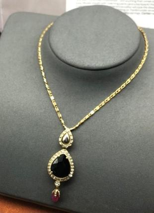 Кольє alexander mcqueen каплевидний кулон з кристалами люкс якість