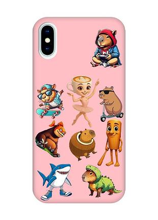Матовый розовый чехол на iphone x / xs мемы (принт 415)