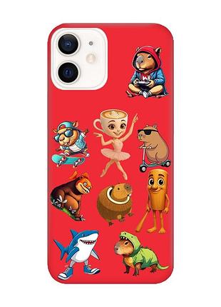 Матовий червоний чохол на apple iphone 12 / 12 pro (6.1) меми (принт 415)