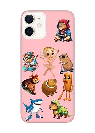 Матовий рожевий чохол на apple iphone 12 / 12 pro (6.1) меми (принт 415)