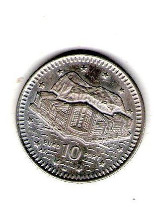 Гибралтар 10 пенсов, 1998 год медно-никелевый сплав, 6.5g, ø 24.5mm no2137