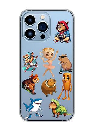 Прозорий чохол на apple iphone 13 pro max меми (принт 415)
