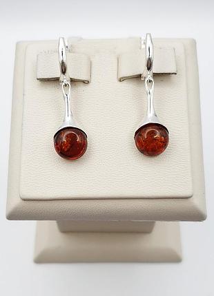 Сережки серебряные с янтарем 4,6 г